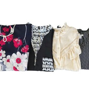 Old Navy Women's Tops - Floral, Black, and Cream Collection